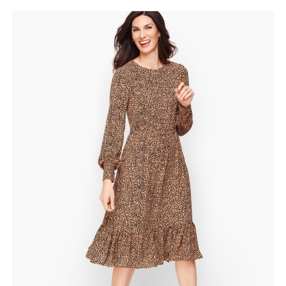 Talbots leopard dress Womens Size 2 Talbots Midi Long Sleeve - Picture 11 of 11